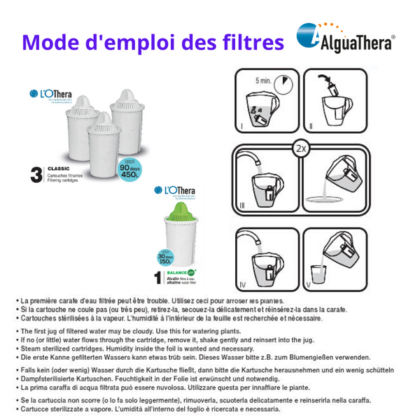 Cartouches filtrantes pour carafe d'eau L'Othera (3 pcs)
